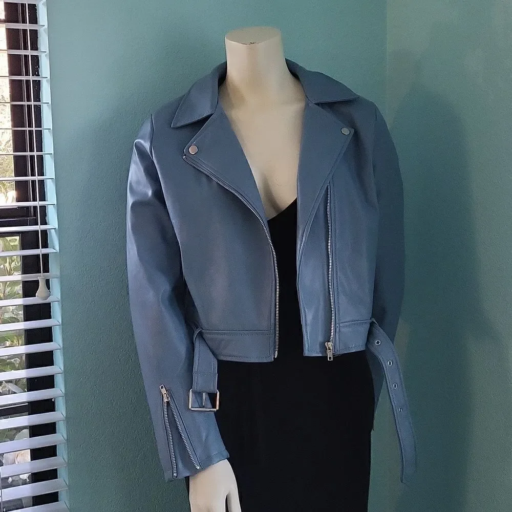 Active USA Vegan Belted Moto Jacket